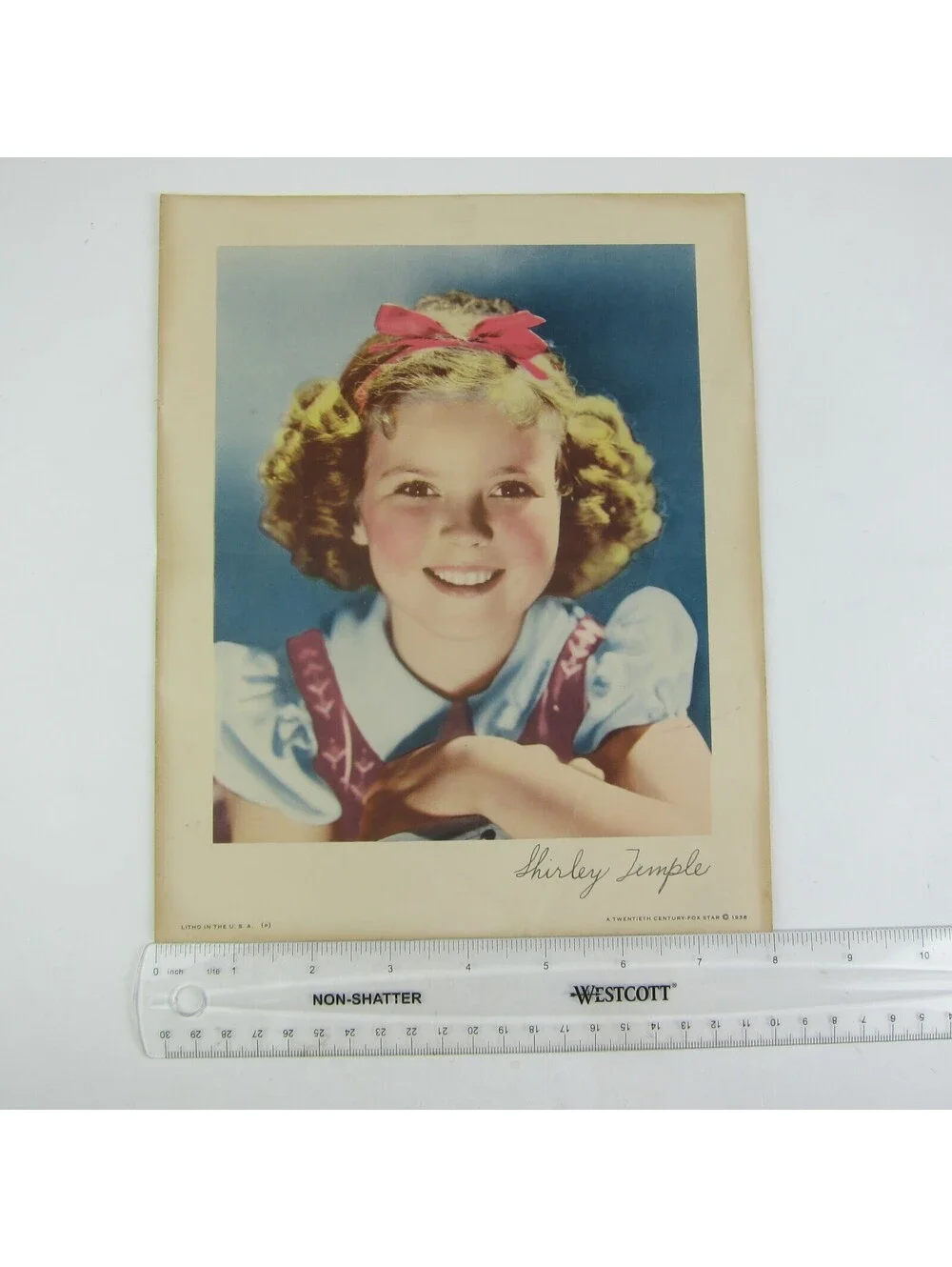 Shirley Temple 8x10 Litho Print Red Ribbon Twentieth Century Fox Vintage 1938